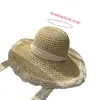 Breda brim hattar kvinnor män sommarvävd halm sol hatt platt spets bohemisk utomhus solskyddsmedel justerbar panama fiskare båt strand oliv22