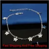 Anklets 925 Sterling Sliver Ankle Bracelet For Women Foot Jewelry Inlaid Zircon On A Le qylXHS new dhbest