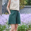 Johnature Style Casual Cotton Linen Women Shorts Summer Solid Elastic Waist Women Shorts Wide Leg Shorts 210611