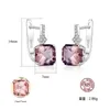 Fashion 100% 925 Sterling Silver Pink Gem Stud Earrings For Women Wedding Engagement Fine Jewelry