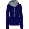 Höst vinter hoodies sweatshirts kvinnor tro broderad tröja långärmad pullovers jul casual varm hooded toppar 211109