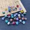 8x11mm Polygon Plating Edge Natural Crystal Stone Charms Rose Quartz Pendants Trendy for Jewelry Making Wholesale