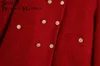 Shelatsbling Za kobieta Dorywczo Traf Crop Tops Jesień Tweed Woolen Double Breasted O-Neck Red Kurtka Kobiet Regularne Fit Coats 210930