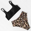 Bikini baddräkt kvinnor push up set sexig en axel beachwear sommar leopard baddräkt hög midja badkläder 210630