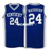 Vintage 24 Jamal Mashburn Kentucky Wildcats Mesh Fabric Nakış Koleji Jersey Boyut S4XL veya özel herhangi bir isim veya numara kolej4037543