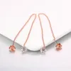 Уникальная линия длинные серьги для женщин розовый золотой цвет кубического циркона кристалл ювелирных изделий E549 E100