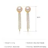 925 Silver Pearl Örhängen Stud Retro Tassel Diamond Chain Ear Drop European Women Business Dress Sweater Earring Smycken Tillbehör