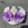 Dangle & Chandelier GuanLong Flower Drop Earrings For Women Statement Resin Big Long Earing Trend Ladies Hanging Fashion Jewelry Girls