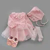 2021 Infantil Batening Dress Recém-nascido Bebê Menina Roupas de Algodão Princesa 0 3 6 12 Meses Babatismo Batismo Vestido G1129