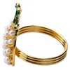 Servettringar 12st Cute Ananasform Pearl Beaded Shining Gold Chopening Bangle Metal Wedding Present Party Supplies