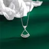 Sodrov 925 Sterling Silver S925 Fine Zircon Cute Skirt Pendant Necklace for Women Silver 925 Sterling Chain Necklace Q0531