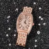 Full Diamond Iced Out Wristwatch New Fashion Hip Hop Punk Gold Silver Mens Watch Kalender Quartz Kvinnor Stor Tonneau Dial Watch Gift