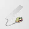 Sublimation Ruler Bookmarks Favor Double-sided DIY Blank Oval Pendant Bookmark Flat Chain Keychain Graduation Gift RRD13272