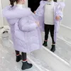 École d'hiver Filles Enfants Vêtements Garçons Veste Longue Bébé Fille Vêtements Col En Fausse Fourrure Manteau Snowsuit Survêtement Parka 211027