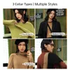 Toyouth Women Bottoming T-shirts Autumn Winter Multi Collar Color Slim Tees Solid Self Heating Basic All Match Tops 220217