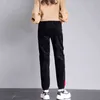 Moda Streetwear Engrossar Corduroy Sweatpants Mulheres Ocasional Treino Calças Reta Calças Vintage Stripe Stripe Calças soltas Y211115