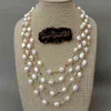 Y·YING 18" 4 Strands Freshwater White Baroque Pearl Multi Color Cz Chain Necklace handmade party wedding for women