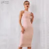 ADYCE 2021 New Summer White Women Bodycon Bandage Dress Elegante Tank Sexy senza maniche Club Celebrity Evening Runway Abiti da festa 210303