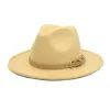 女性男性ファッション帽子ベルトアクセサリー契約多色ヴィンテージレディースジャズキャップのためのワイドブリム帽子Fedoras