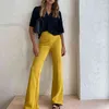 Cryptographic Autumn High Rise Blare Pantaloni Pantaloni Pantaloni Streetwear Bottom Donne Casual Donne Pantaloni Giallo Abiti Abiti Sweatpants Chic Vintage Y211115