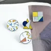 12 TEILE/LOS ganze mode tasche hemden jean zubehör metall geometrie emaille abzeichen brosche pin