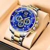 Män tittar på Lige Top rostfritt stål Waterproof Quartz Watch Men Fashion Sport Blue Chronograph Relogio Masculino2493