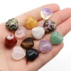 15mm Natural Stone Carved Crystal Mini Heart Healing Reiki Mineral Statue Crystal Ornament Home Decor Gift Mix Colors