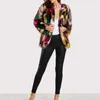ファッションのコントラストマルチカラーのファックスの毛皮のコートの長い毛深いシャギーの外出女性秋冬の短いジャケットコートトップスY0829