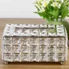 Europeisk-stil kvadratkristall vävnad låda papper rack kontor bord tillbehör ansiktshushållare servett bricka för hem hotellbil