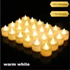36 adet LED Mumlar Sıcak Beyaz LED Alevsiz Mumlar Pil Kumandalı Hareketli Yapay Çay Işık Düğün Yıldönümü Parti için 210702
