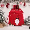 Decorazioni natalizie Borsa regalo Babbo Natale Confezione di caramelle con stampa di clausole con coulisse per