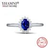 YHAMNI 2.0CT Owalny Sapphire Ring Party Elegancki Biżuteria ślubna 925 Srebrne ślubne Pierścienie Zaręczynowe dla kobiet R345