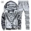 Hiver Mens Warm Set Fleece Track Costumes pour hommes Survêtement Marque Épaissir Vêtements Sudaderas Hombre Mens Camo Costumes Vêtements pour hommes 201210