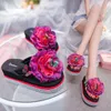 Vrouwen Sandalen Bloemen Slippers Zomer Flip Flops Slippers Dames Platform Dames Schoenen Dames Slide Wedge Hak Dikke Strand Slipper 210226