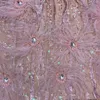 Ailigou nouveau été haute qualité rose Mini paillettes plume col en v mode maigre robe discothèque fête maigre robe 210306