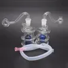 Brûleur à mazout en verre portable Bong Pyrex Petit barboteur recycleur d'eau Bong Mini Oil Dab Rigs avec tuyau de brûleur à mazout plié et accessoires pour fumeurs