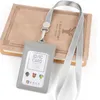 Card Holders ID Badge Holder Vertical PU Leather Holder With 1 Clear Window Slot And A Detachable Neck Lanyard5995388