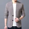 Tröja cardigan män ull singelbröst enkel solid färg stil lös stickad jackajacka asiatisk storlek m-4xl 220105
