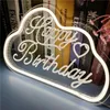 Party Decoration Happy Birthday Neon Sign Custom LED Light USB Eesthetic Banner on Wall for Women Room Home Mural Boy Girl Gift