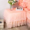 Romantic Lace Bedside Cabinet Table Cover Quilted Dust Bedroom Skirt Cotton Padding cloth 210626