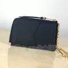 Women envelope zipper wallet credit card holder coin purse all black logos embossed genuine leather empreint Recto Verso top 7A qu218E