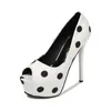 Robe chaussures marque designer pompes à pois pour femmes de haute qualité dames peep toe talons mode fête de mariage travail de bureau