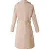 Women's Trench Coats Witte Jas voor Vrouwen Vintage Double Breasted Slanke Lange Vrouwelijke Winter Office Revers Effen Jurk Ol Dames