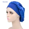 Dodatkowa Duża Satynowa jedwabista czapka Sleep z Premium Elastyczna opaska dla kobiet Solid Color Head Wrap Hondional Nightcap Night Hat