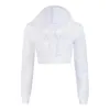 Women's Hoodies & Sweatshirts Hirigin Summer Long Sleeve Hoodie Sweatshirt Jumper White Crop Tops Pullover Spring Autumn Casual Clothes