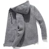 Kapturem Man Sweter Fleece Cardigan Oversized Męski sweter Winter Casual Solid Hoodies Sweter Homme Dzianiny Men Coats 211102