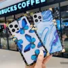 Мода женщины iPhone Case Blue Butterfly мечтательный квадратный телефон чехлы для iPhone 7 / 8Plus XR X XS 11 11PRO MAX 12MINI 12PRO быстрый корабль новый