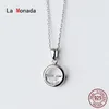 La Monada Women's Necklace 925 Silver Chains Woman On Neck Circle Half Pendant Fine Jewelry For Women Necklace Silver Girls Q0531