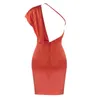 وصول المرأة مثير مصمم واحد الكتف البرتقال bodycon اللباس السيدات أنيقة حفلة موسيقية vestido 210527