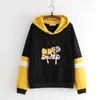 Merry Pretty Women Cartoon Dog Broderi Harajuku Hoodies Sweatshirts Winter Patchwork Hooded Plus Velvet Pullovers 201209